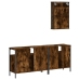 Set de muebles baño 3 pzas madera contrachapada roble ahumado