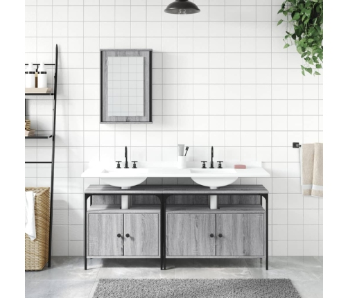 Set de muebles de baño 3 pzas madera contrachapada gris sonoma