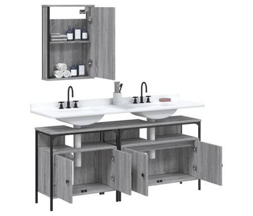 Set de muebles de baño 3 pzas madera contrachapada gris sonoma