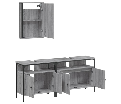 Set de muebles de baño 3 pzas madera contrachapada gris sonoma