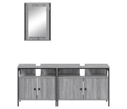 Set de muebles de baño 3 pzas madera contrachapada gris sonoma