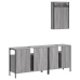 Set de muebles de baño 3 pzas madera contrachapada gris sonoma