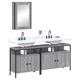 Set de muebles de baño 3 pzas madera contrachapada gris sonoma