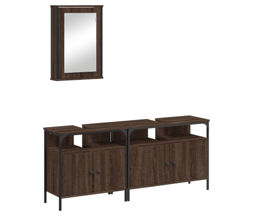 Set de muebles baño 3 pzas madera contrachapada roble marrón