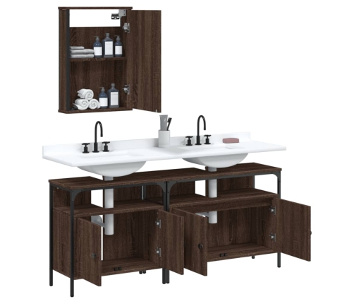 Set de muebles baño 3 pzas madera contrachapada roble marrón