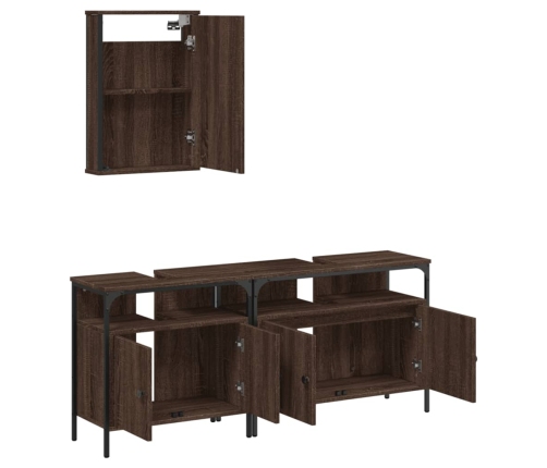 Set de muebles baño 3 pzas madera contrachapada roble marrón