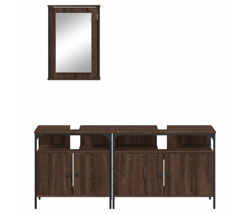 Set de muebles baño 3 pzas madera contrachapada roble marrón