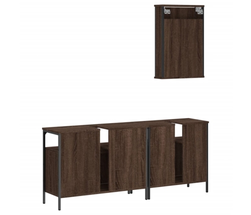 Set de muebles baño 3 pzas madera contrachapada roble marrón