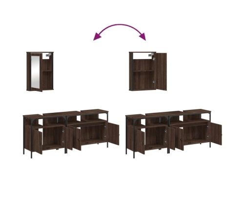 Set de muebles baño 3 pzas madera contrachapada roble marrón