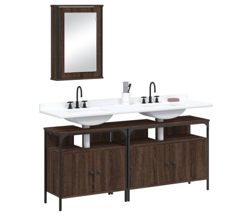 Set de muebles baño 3 pzas madera contrachapada roble marrón