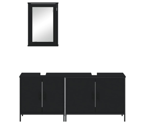 Juego de muebles de baño 3 pzas madera contrachapada negro