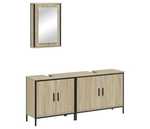 Set de muebles de baño 3 pzas madera contrachapada roble Sonoma