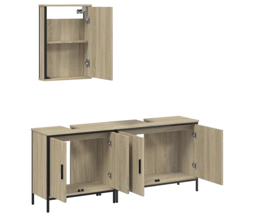 Set de muebles de baño 3 pzas madera contrachapada roble Sonoma