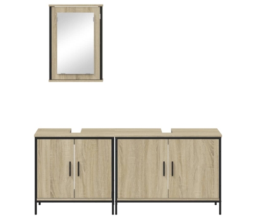 Set de muebles de baño 3 pzas madera contrachapada roble Sonoma