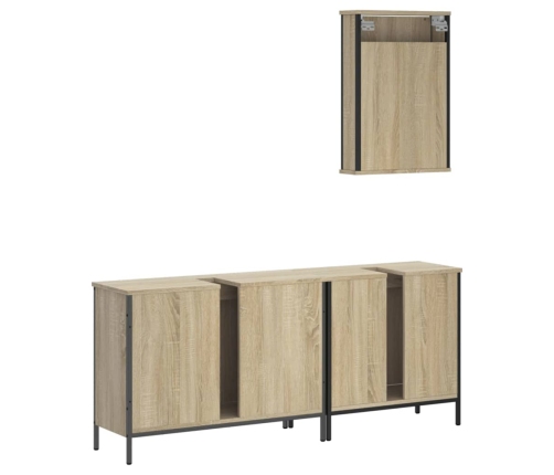 Set de muebles de baño 3 pzas madera contrachapada roble Sonoma