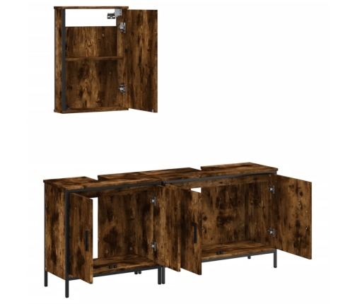 Set de muebles baño 3 pzas madera contrachapada roble ahumado