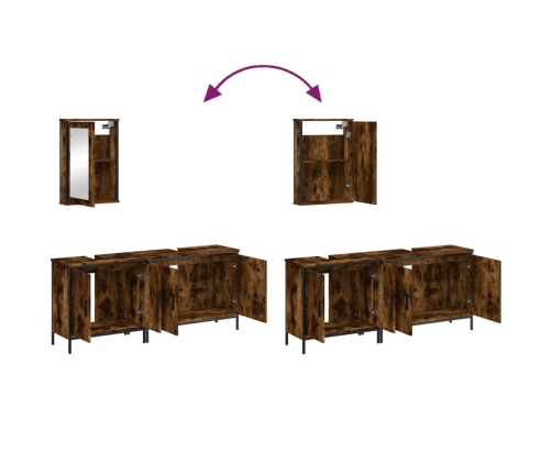 Set de muebles baño 3 pzas madera contrachapada roble ahumado