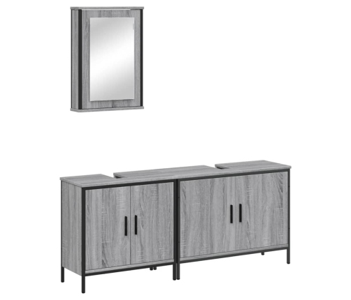 Set de muebles de baño 3 pzas madera contrachapada gris sonoma