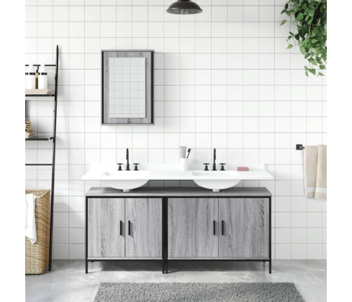 Set de muebles de baño 3 pzas madera contrachapada gris sonoma