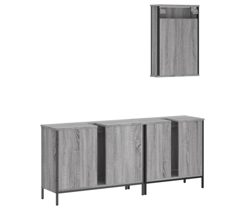 Set de muebles de baño 3 pzas madera contrachapada gris sonoma