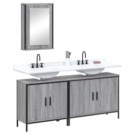 Set de muebles de baño 3 pzas madera contrachapada gris sonoma