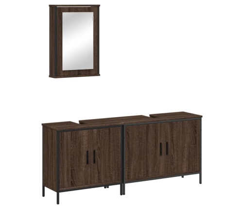 Set de muebles baño 3 pzas madera contrachapada roble marrón