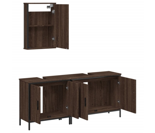 Set de muebles baño 3 pzas madera contrachapada roble marrón