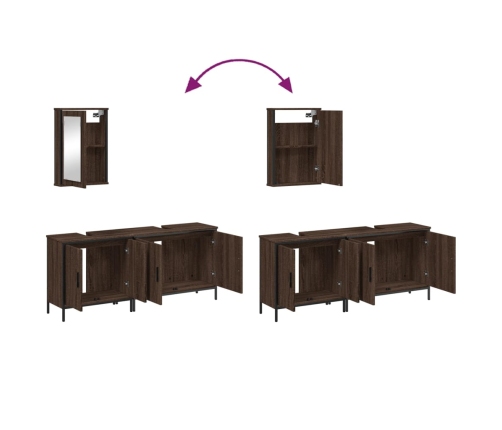 Set de muebles baño 3 pzas madera contrachapada roble marrón