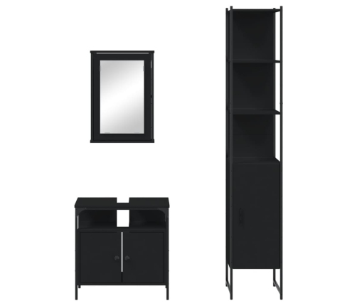 Juego de muebles de baño 3 pzas madera contrachapada negro