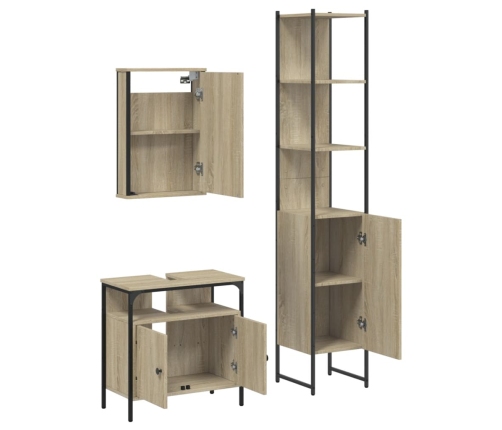 Set de muebles de baño 3 pzas madera contrachapada roble Sonoma