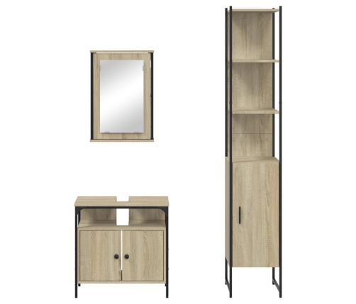 Set de muebles de baño 3 pzas madera contrachapada roble Sonoma