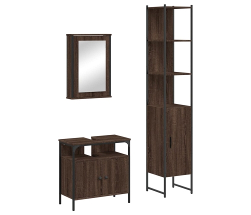 Set de muebles baño 3 pzas madera contrachapada roble marrón