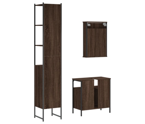 Set de muebles baño 3 pzas madera contrachapada roble marrón