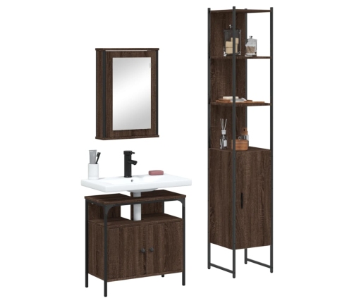 Set de muebles baño 3 pzas madera contrachapada roble marrón