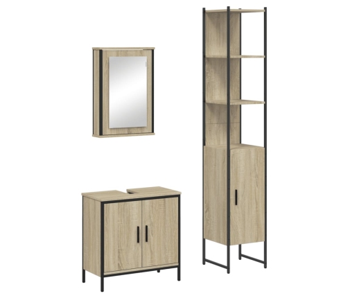 Set de muebles de baño 3 pzas madera contrachapada roble Sonoma