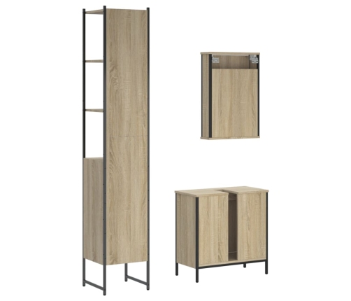 Set de muebles de baño 3 pzas madera contrachapada roble Sonoma