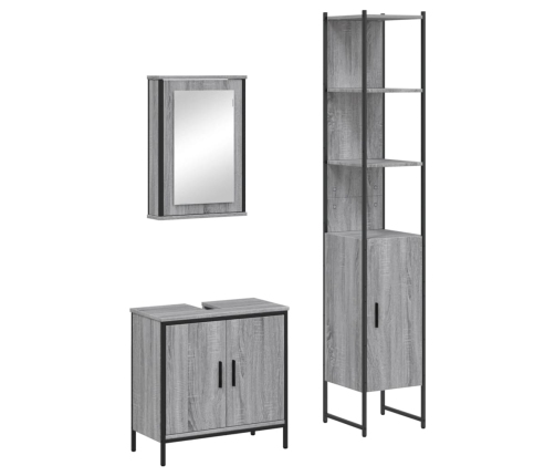 Set de muebles de baño 3 pzas madera contrachapada gris sonoma