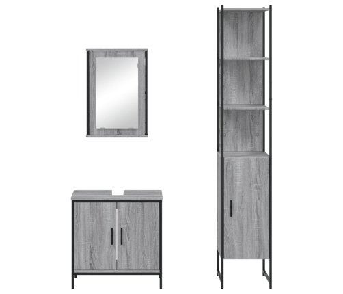 Set de muebles de baño 3 pzas madera contrachapada gris sonoma