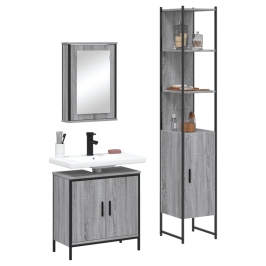 Set de muebles de baño 3 pzas madera contrachapada gris sonoma