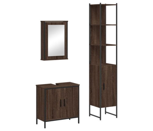 Set de muebles baño 3 pzas madera contrachapada roble marrón