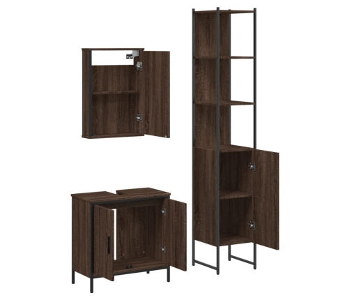 Set de muebles baño 3 pzas madera contrachapada roble marrón