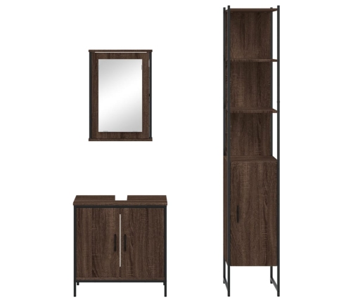 Set de muebles baño 3 pzas madera contrachapada roble marrón