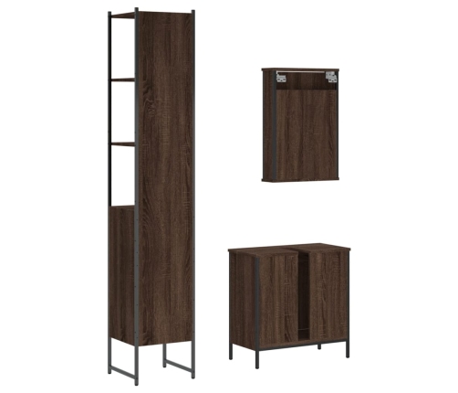 Set de muebles baño 3 pzas madera contrachapada roble marrón