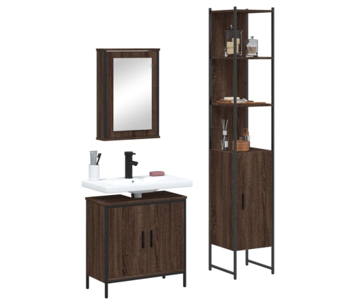 Set de muebles baño 3 pzas madera contrachapada roble marrón