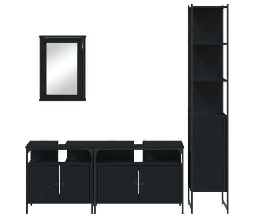 Juego de muebles de baño 4 pzas madera contrachapada negro