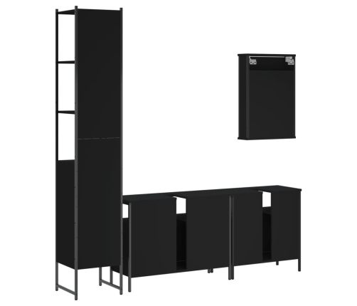 Juego de muebles de baño 4 pzas madera contrachapada negro