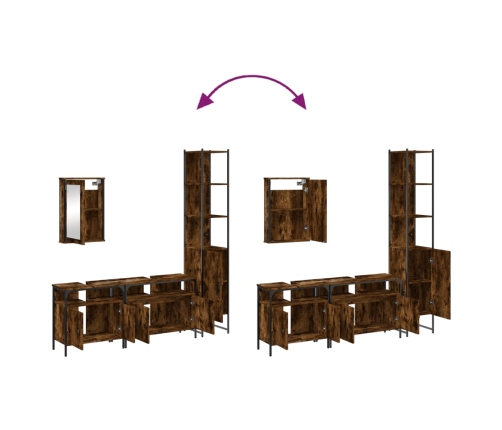 Set de muebles baño 4 pzas madera contrachapada roble ahumado