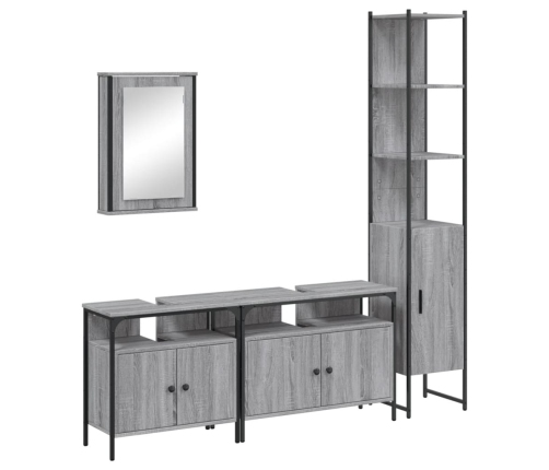 Set de muebles de baño 4 pzas madera contrachapada gris sonoma