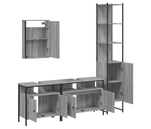 Set de muebles de baño 4 pzas madera contrachapada gris sonoma