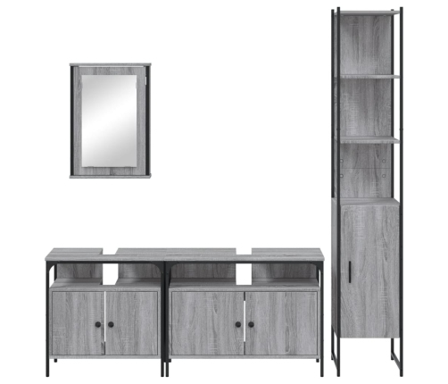 Set de muebles de baño 4 pzas madera contrachapada gris sonoma